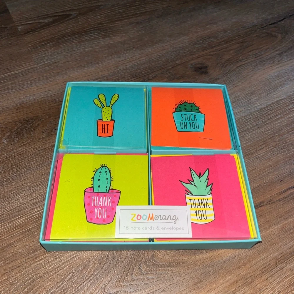 Colorful Cactus Thank You Note Cards Set - Picture 2 of 6